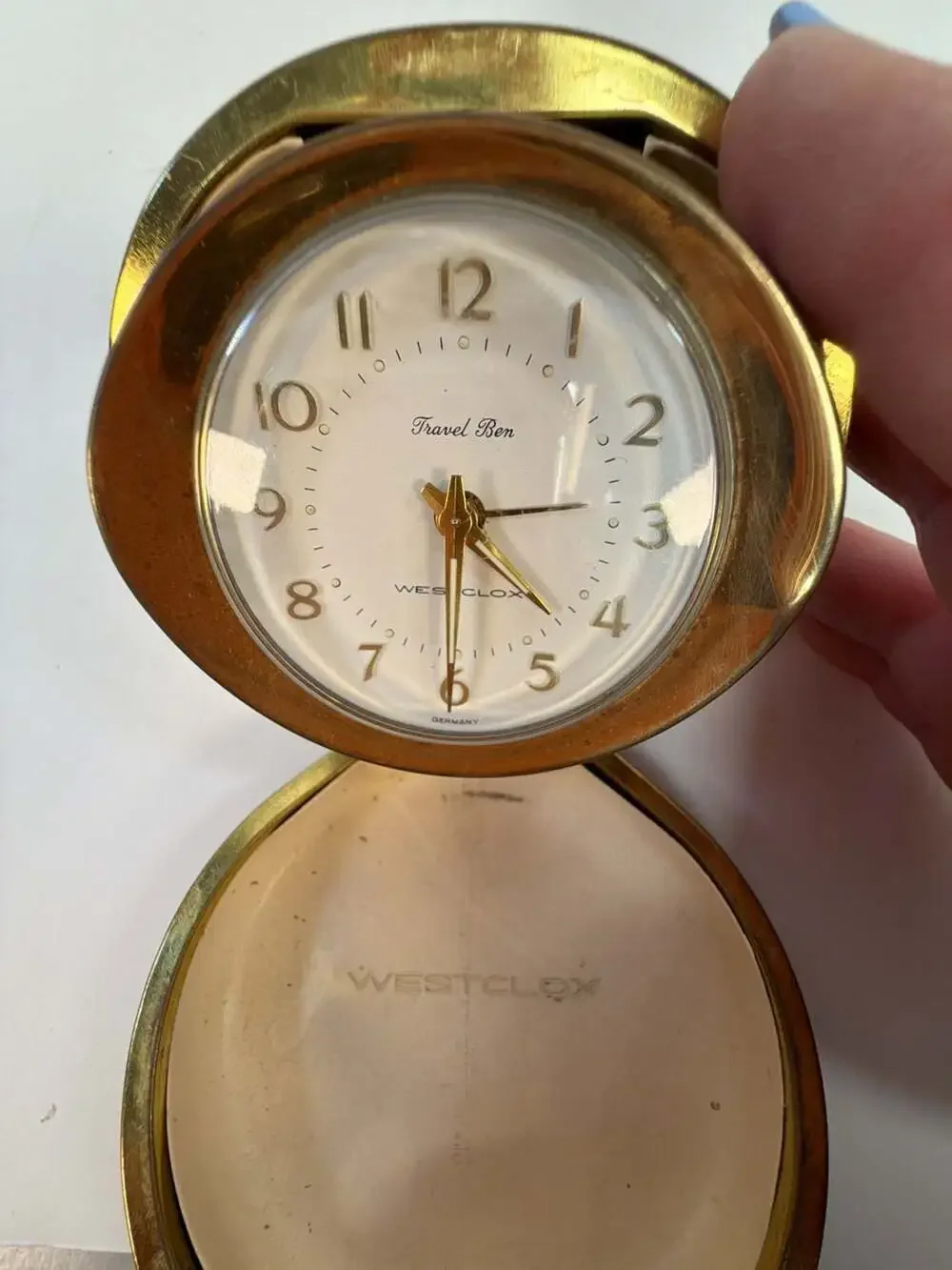 Vintage Westclox Travel Ben Wind-Up Alarm Clock in Clamshell Case